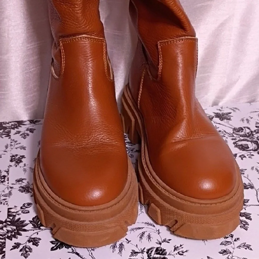 Italian Stylish Women's Brown Over the‎ Knee Leather Boots Size 41 EUR- 10 US